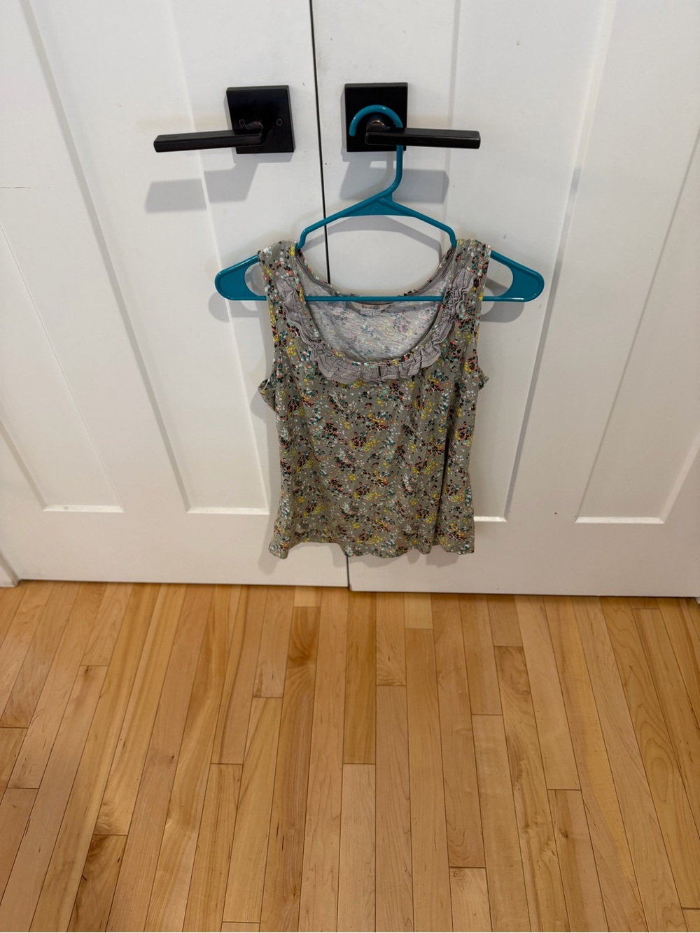 Girls' Floral Ruffle Tank Top - Gray